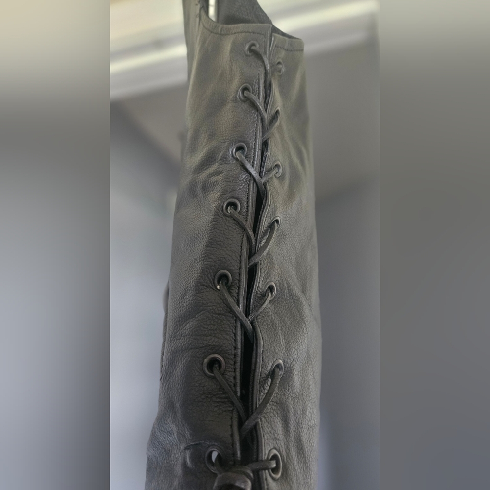 Unik Leather Motorcycle Biker Vest With Lace Up Sides Made In Pakistan Small - Picture 14 of 14